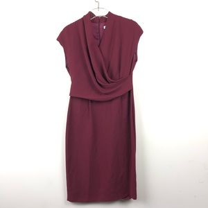 MaxMara Dresses - New MaxMara Maroon Front Drape Midi Dress MaxMara Dresses - New MaxMara Maroon Front Drape Midi Dress